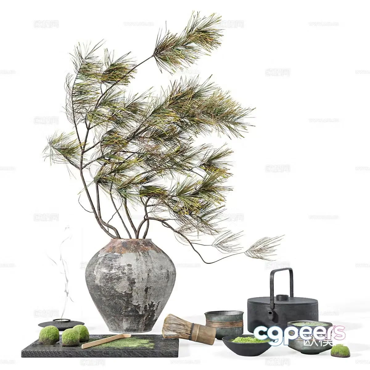 New Chinese style Wasabi tea set 3D model