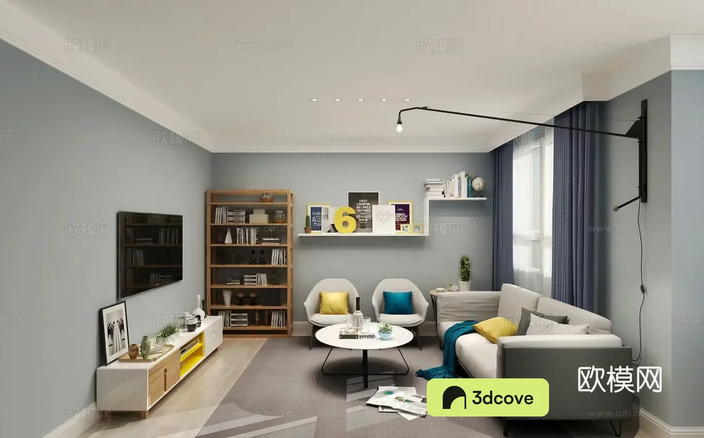 Nordic living room sofa coffee table TV cabinet