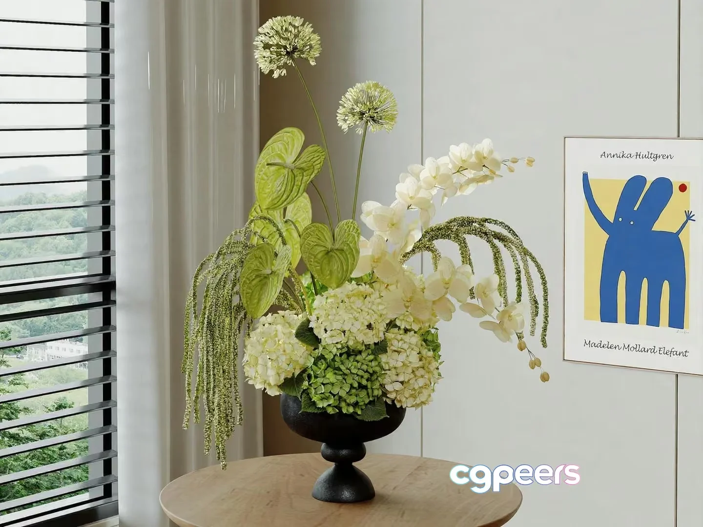 Modern Floral Arrangement 3D Model – 7009 – VRAY Render