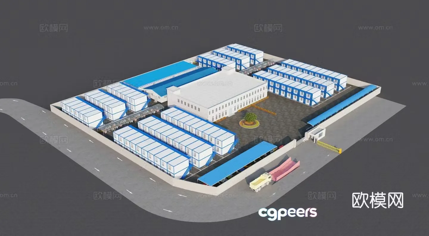 Modern Factory Factory Bird’s View 3D Model