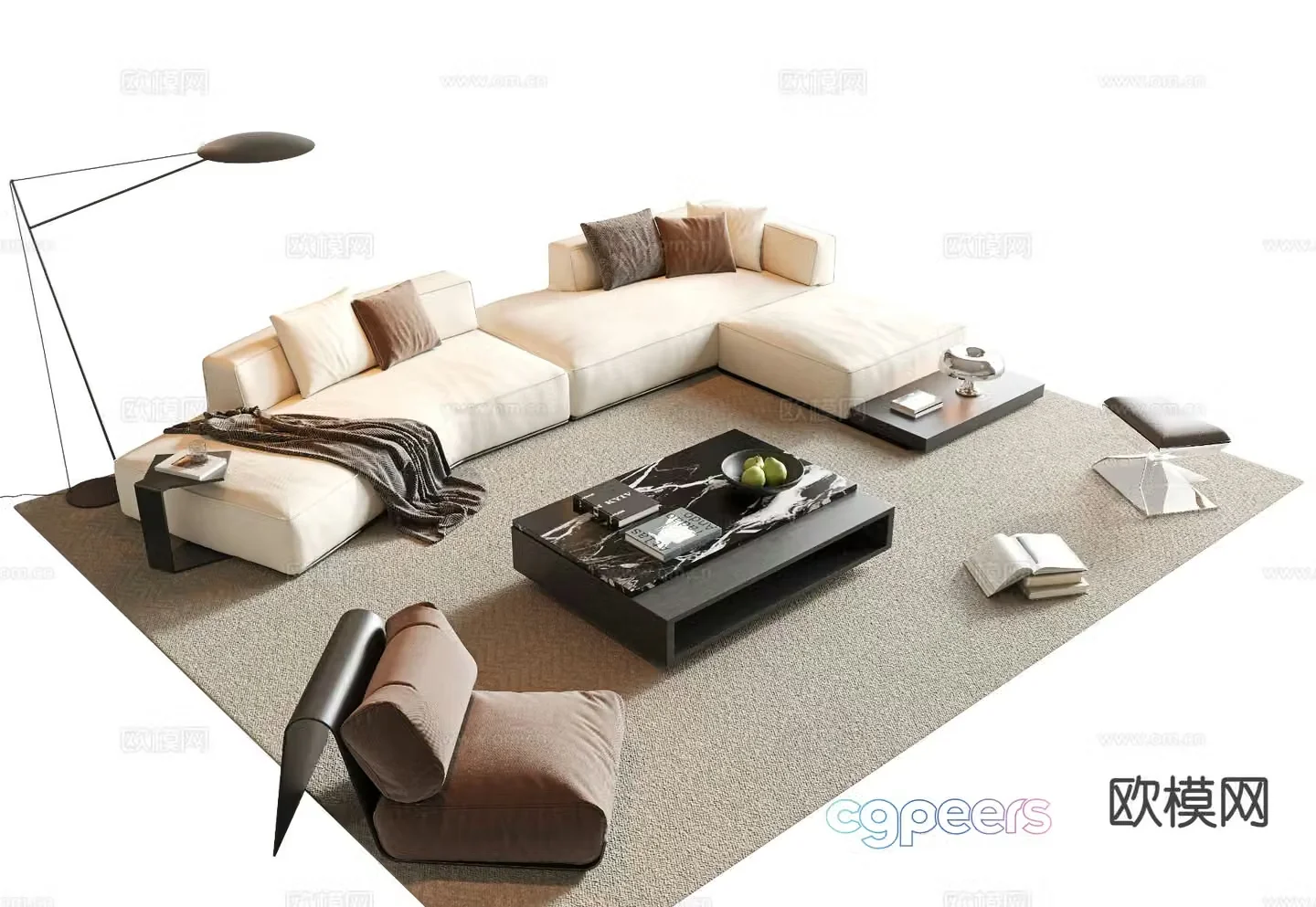 Modern sectional sofa 3d model