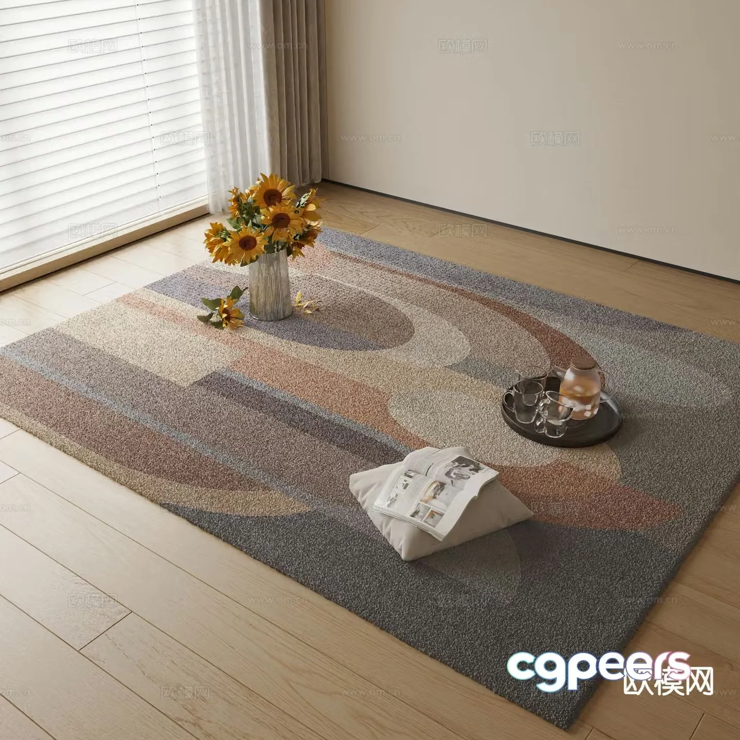 Modern carpet square rug 3d model