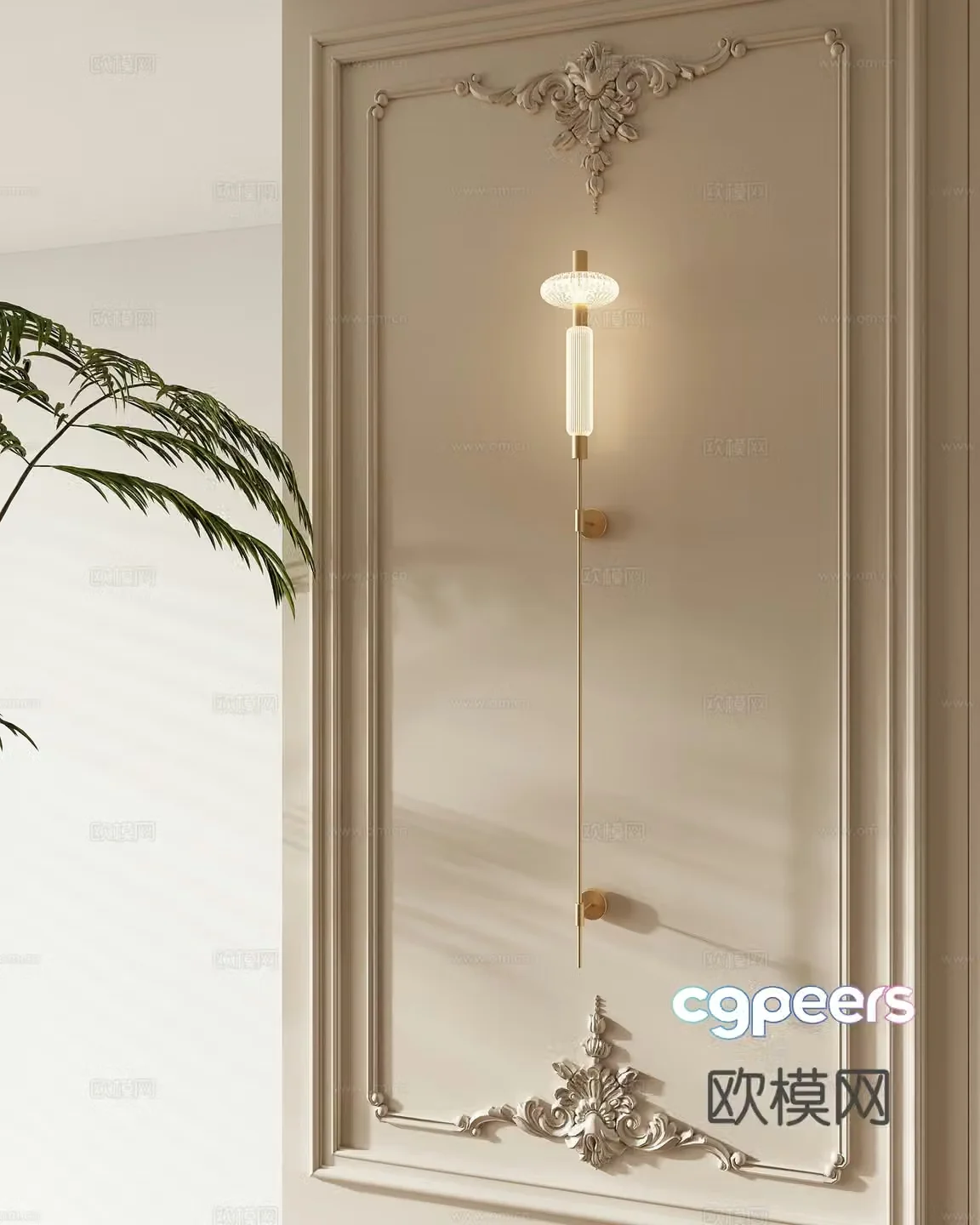 French light luxury wall lamp 3D model