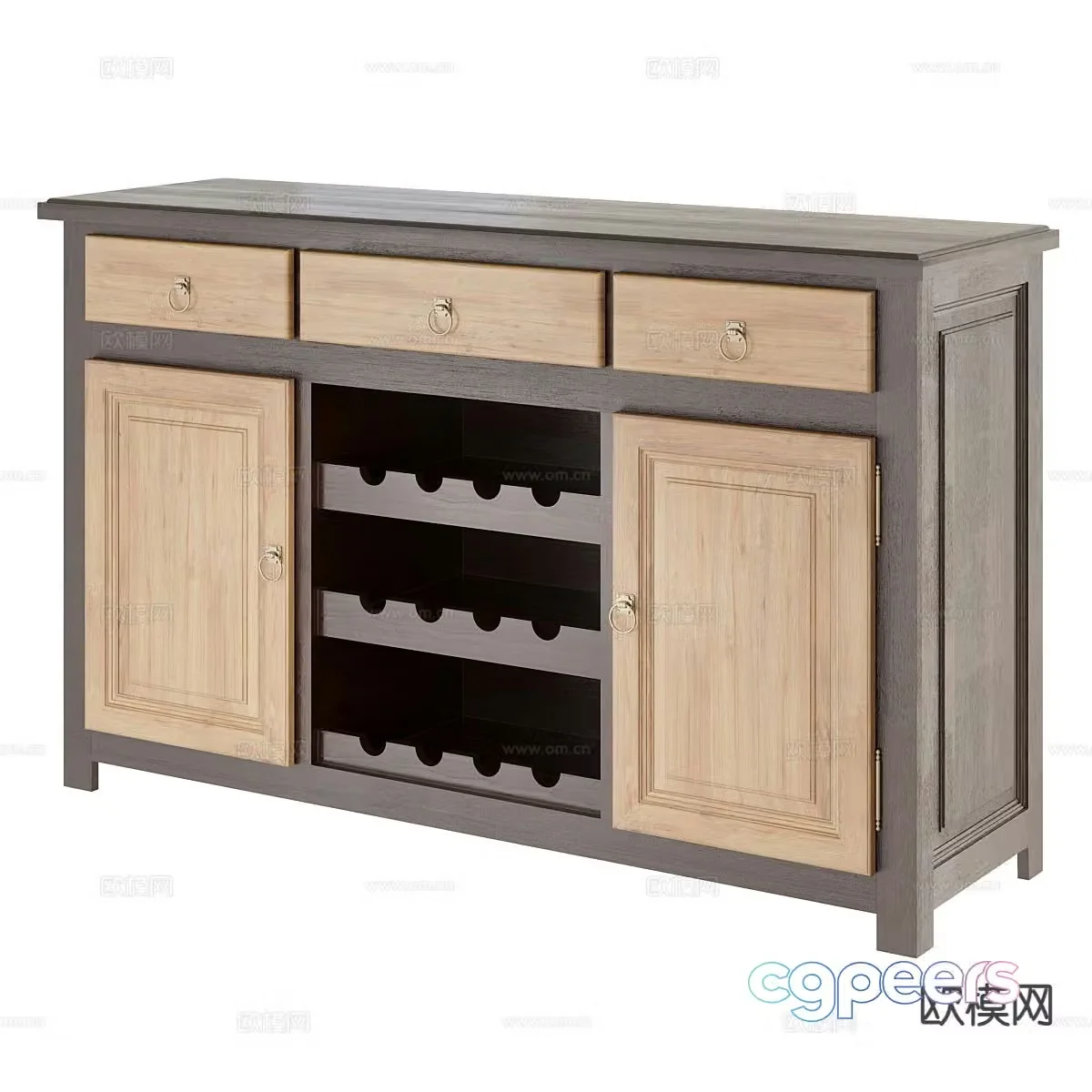 Nordic low cabinet wine cabinet sideboard 3D model