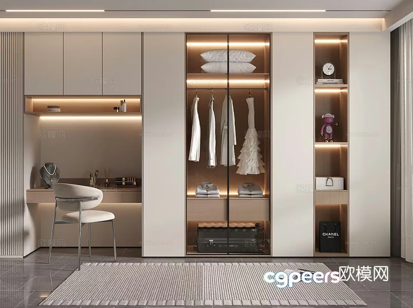 Modern wardrobe dressing table 3d model