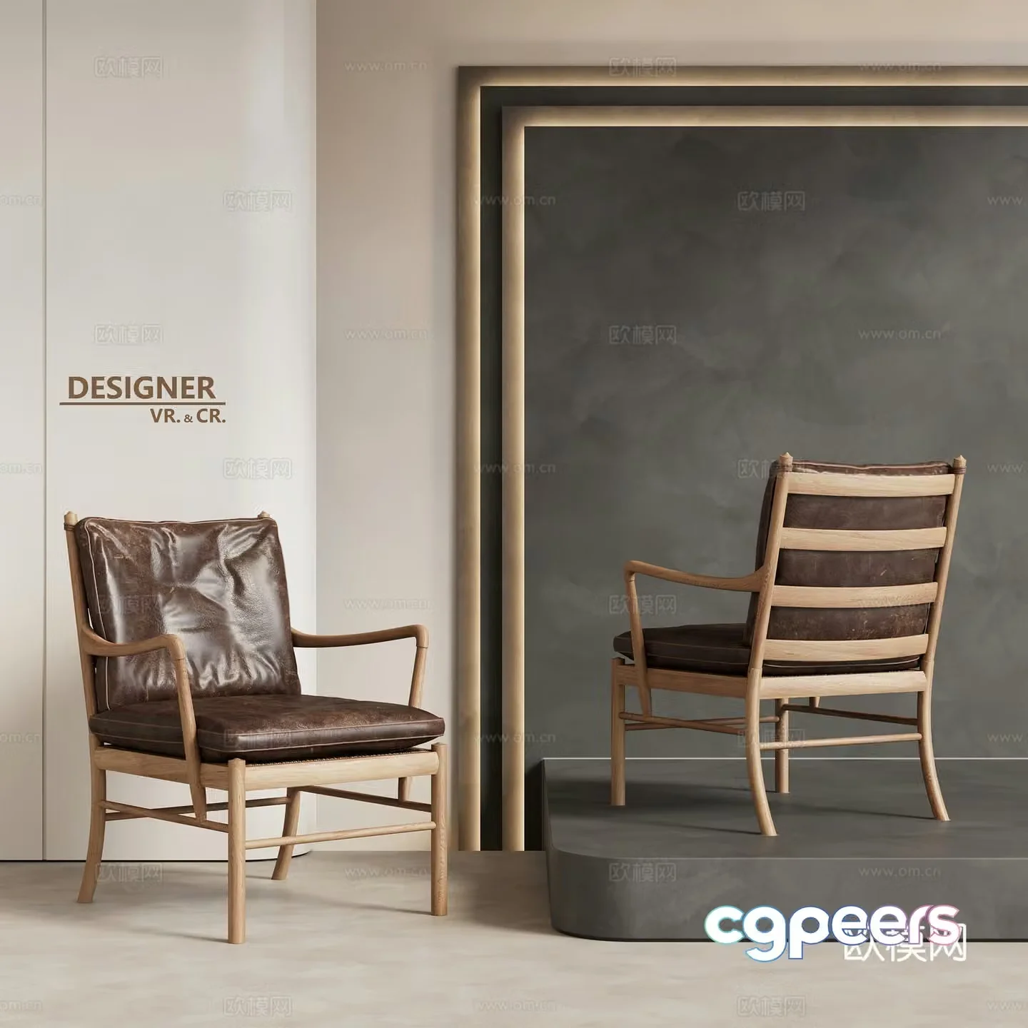 Modern armchair leather chair lounge chair 3d model