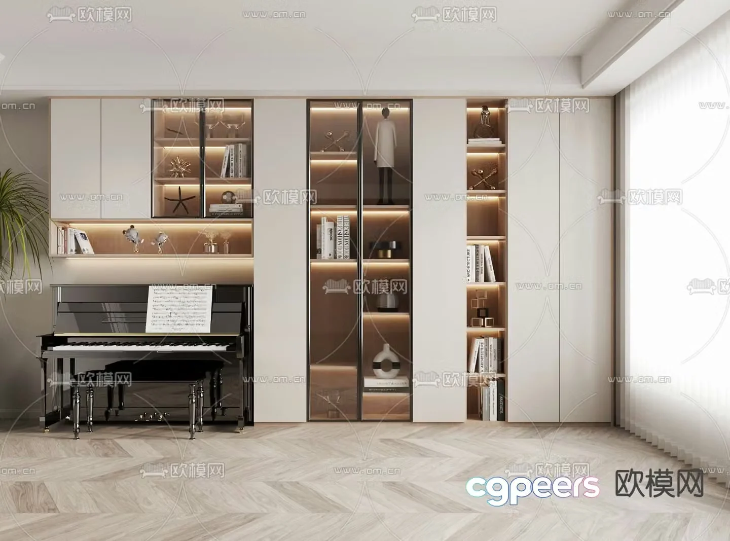 Modern bookcase 3d model