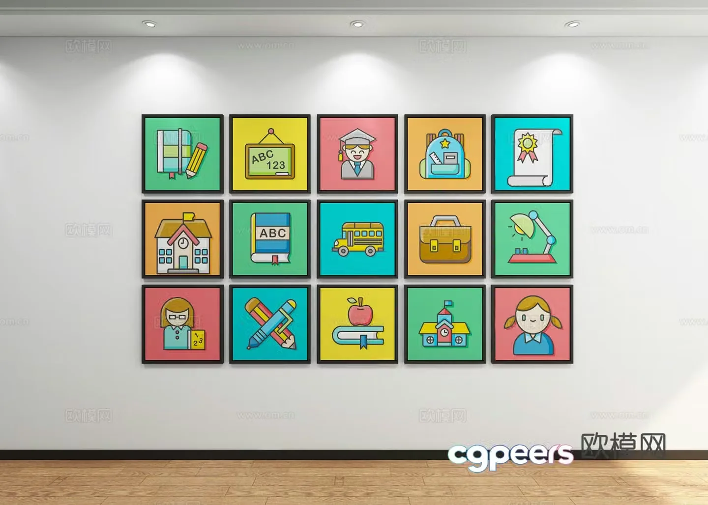Photo wall cartoon painting decorative painting 3d model