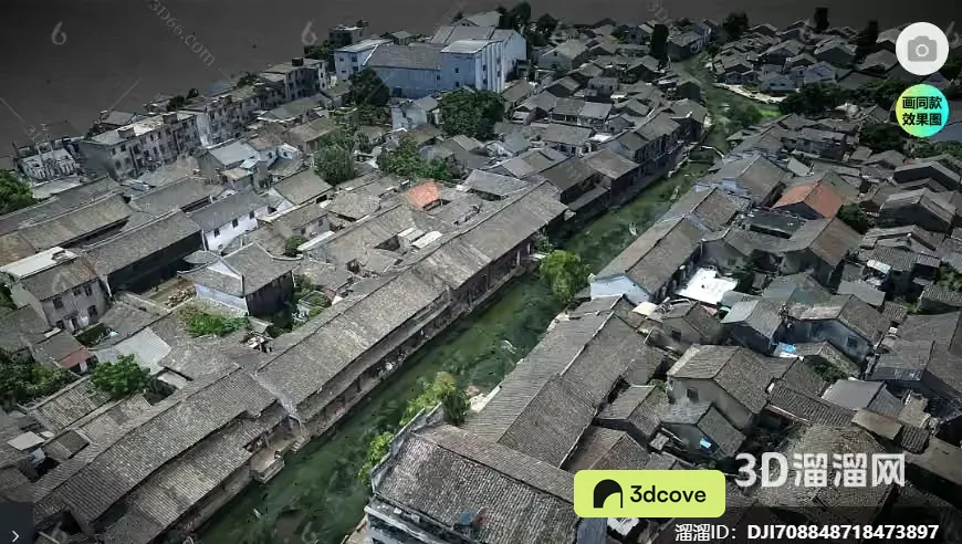 A 3D Model Of A Town With A River Running Through It