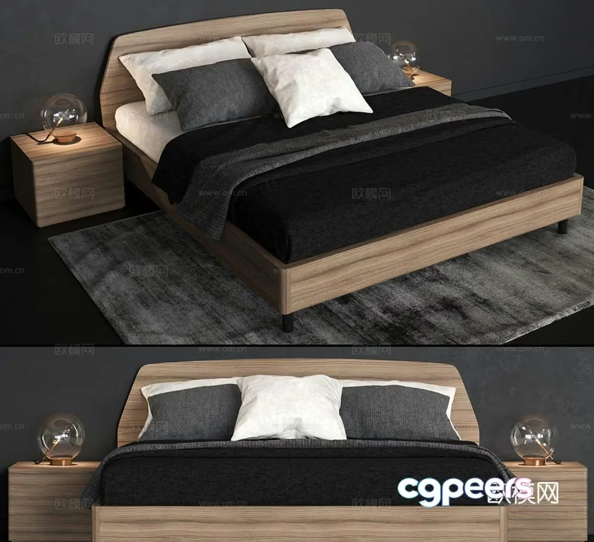 gomodern wabi-sabi double bed 3d model