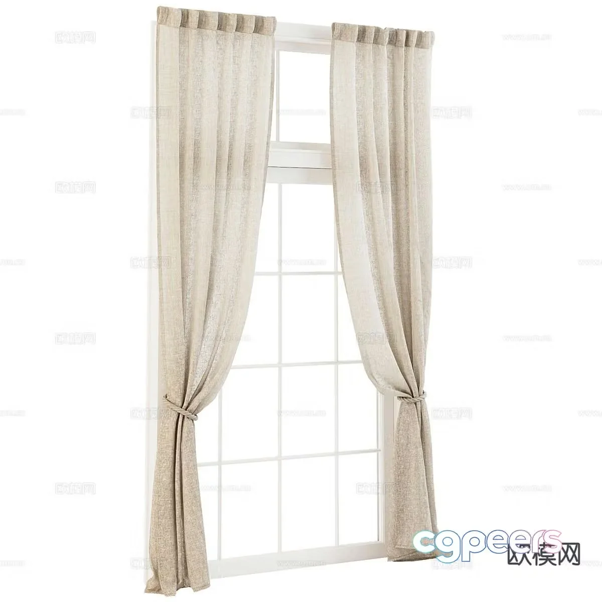 Plain curtain screen gauze curtain 3d model