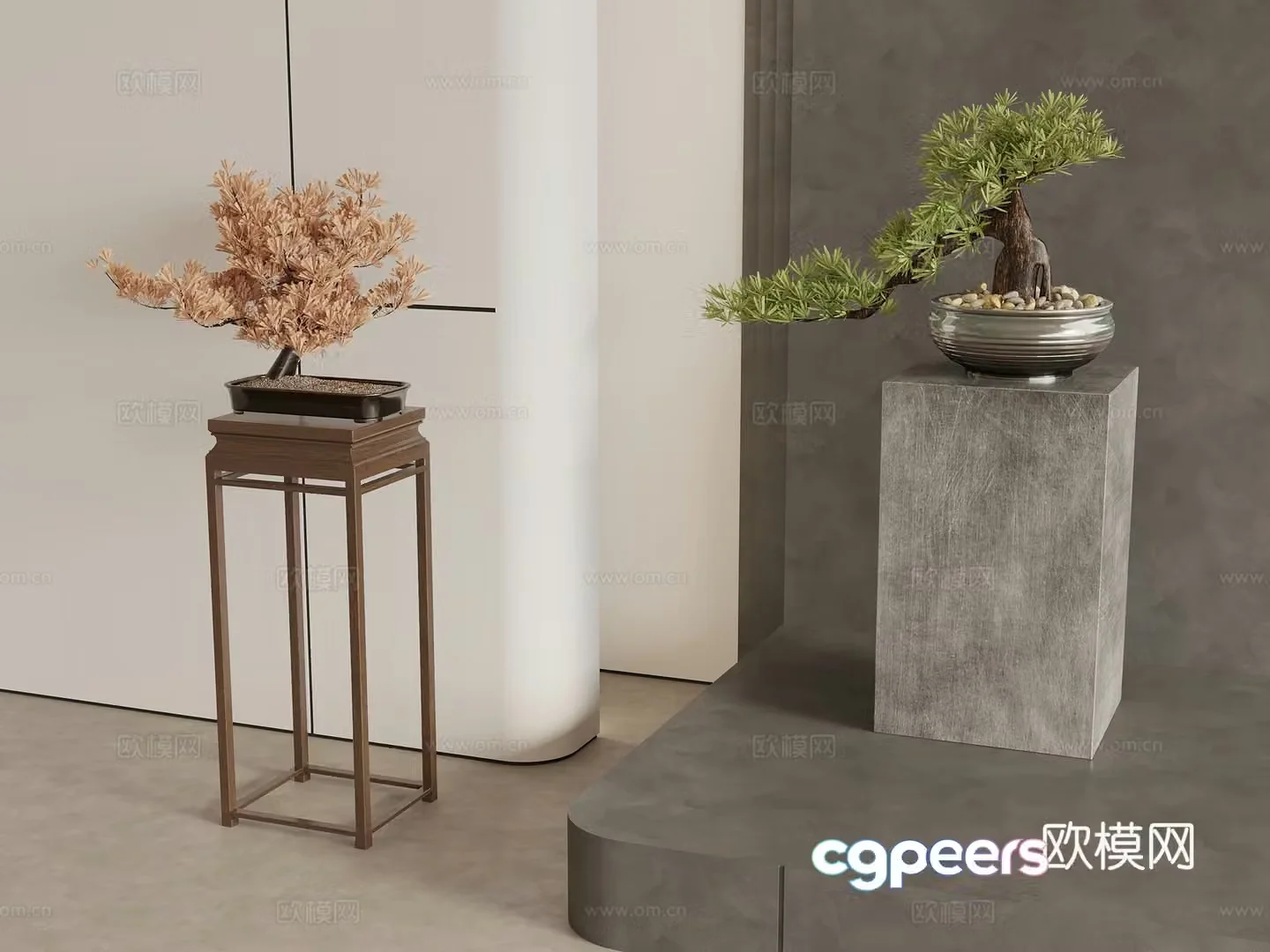New Chinese style potted plants bonsai welcoming pine 3d model