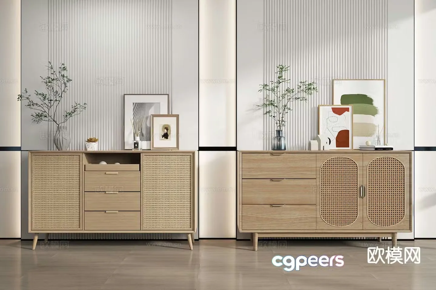 Wabi-sabi side cabinet entrance cabinet 3D model