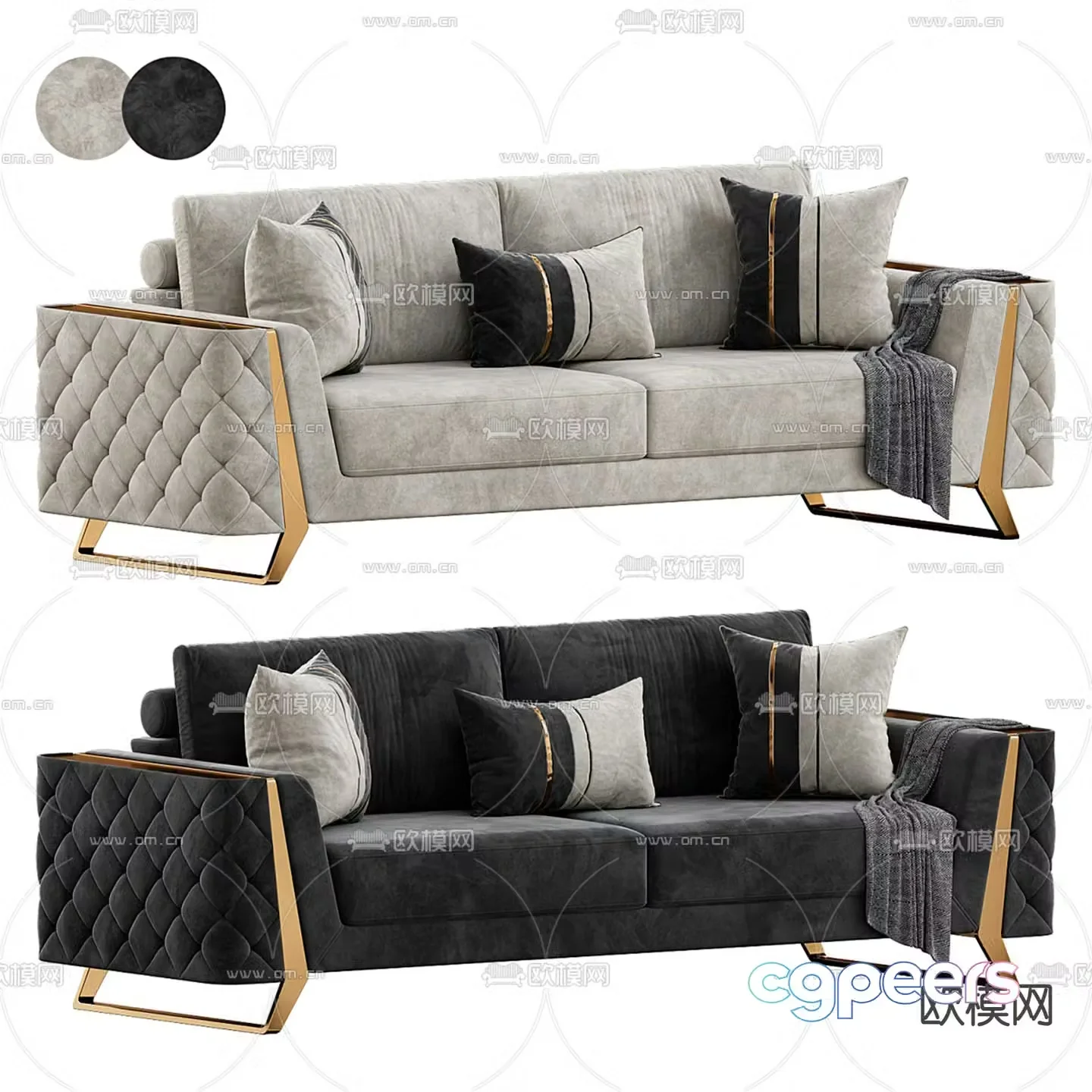 luxury light luxury sofa double sofa 3d model