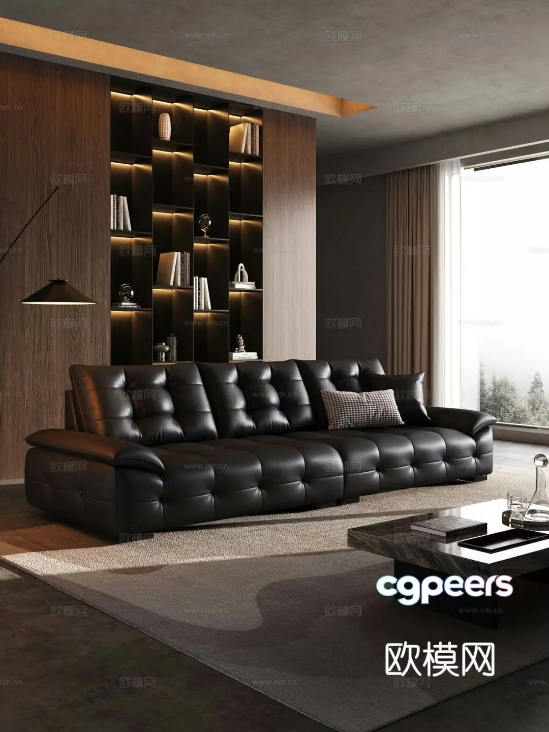 Italian minimalist three-person sofa coffee table combination 3D model