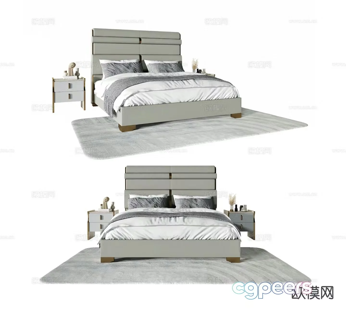 Modern double bed 3d model