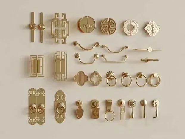 Gold Door Hardware 3D Model – 10038 – VRAY Render