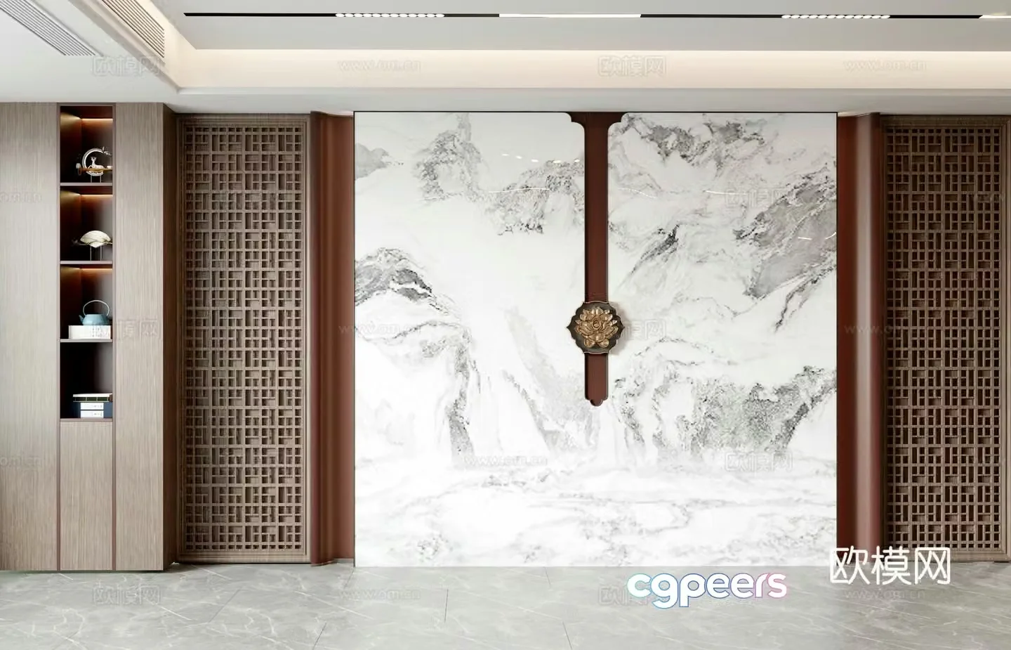New Chinese sofa background wall 3d model
