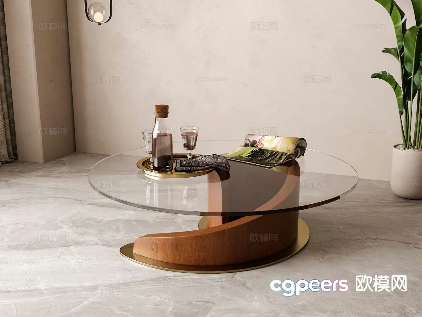 Medieval style glass coffee table 3D model