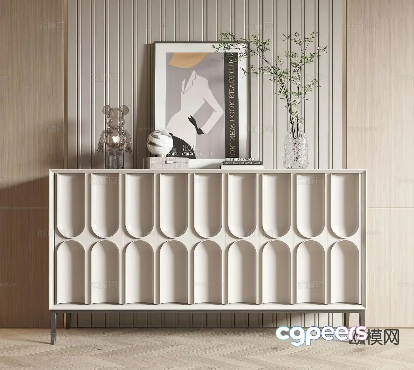 Modern side cabinet porch cabinet 3D model