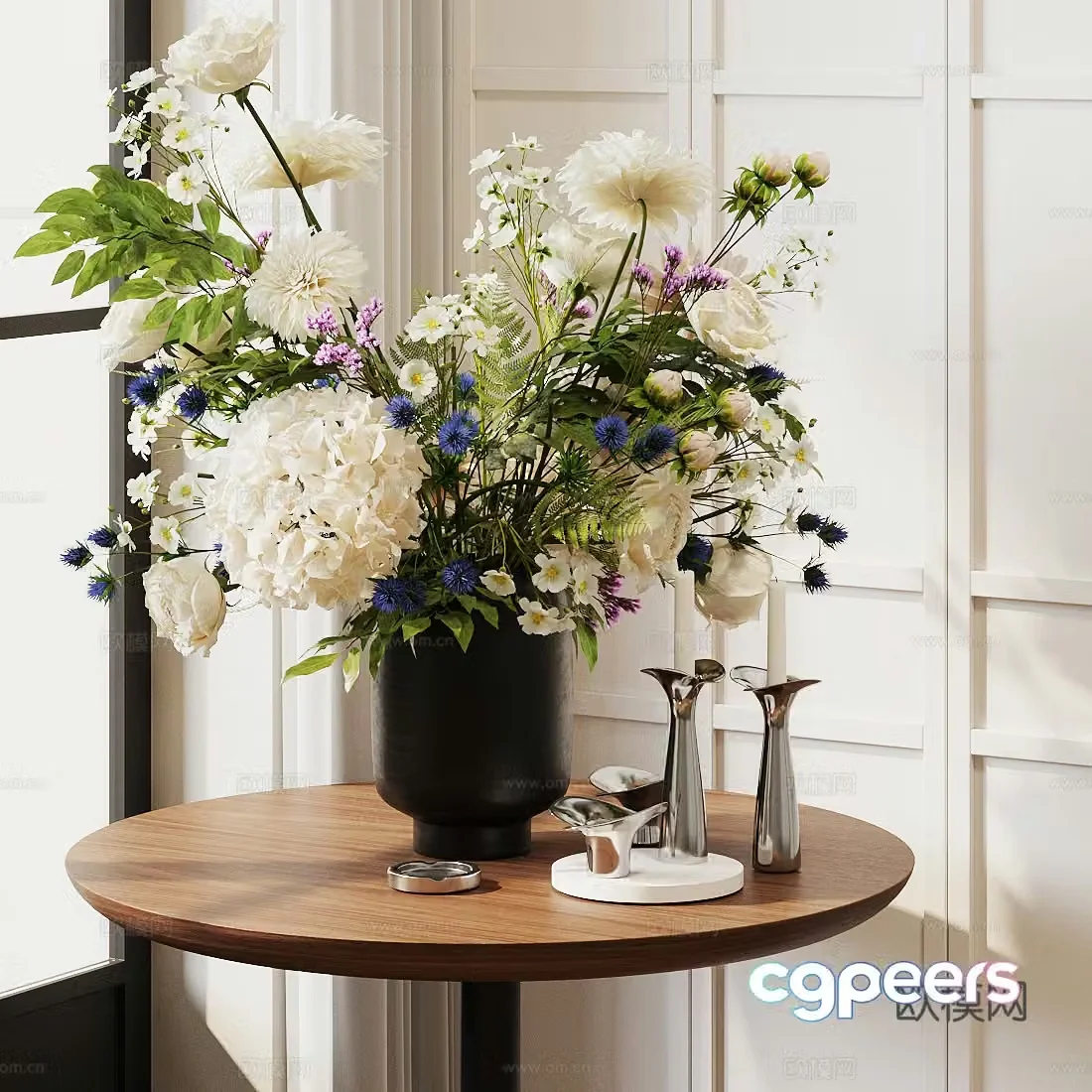 Modern flower art flower art fake flower immortal flower dining table flower art ornaments hotel lobby flower art 3D model