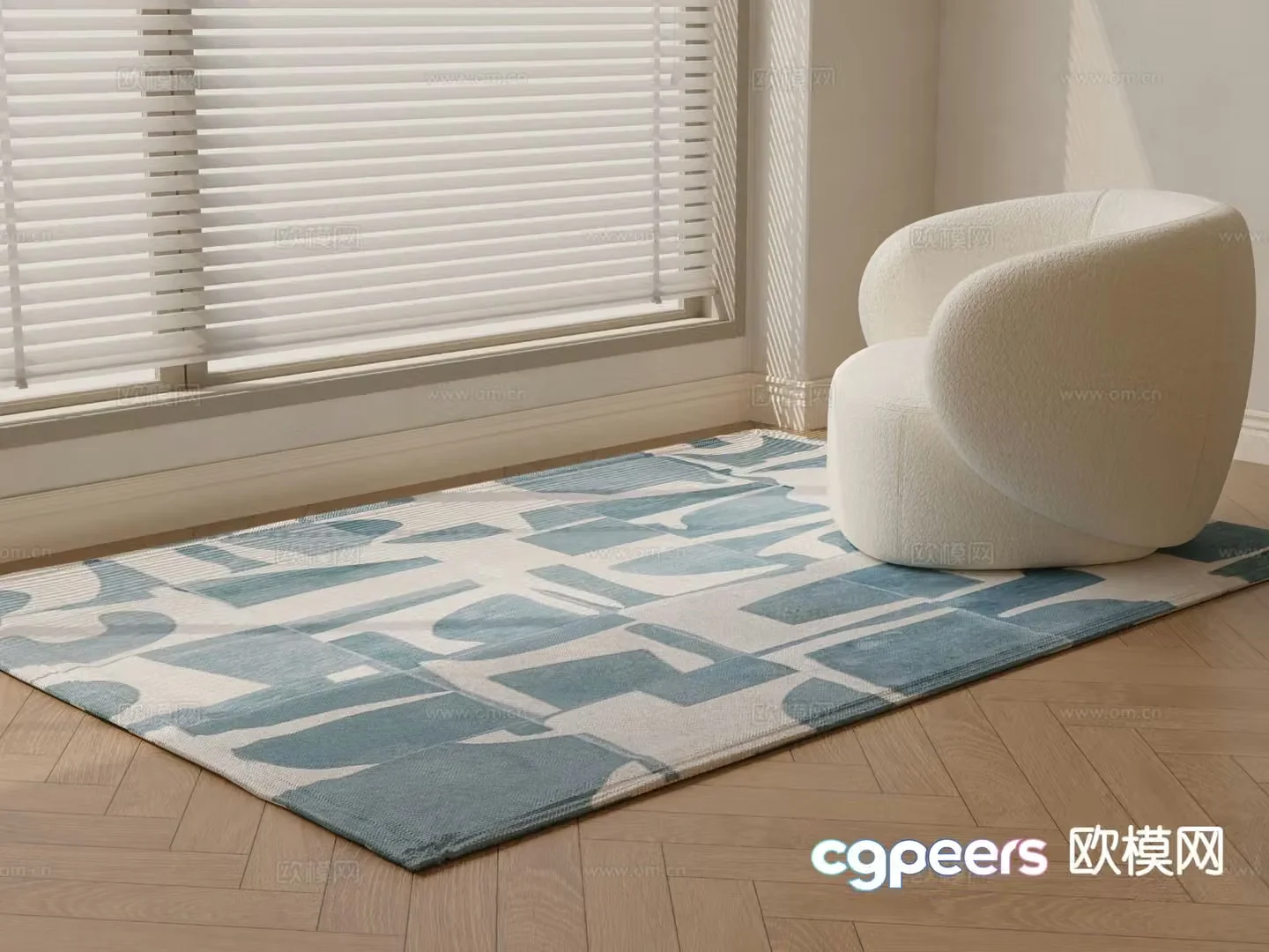 Modern square rug carpet 3d model