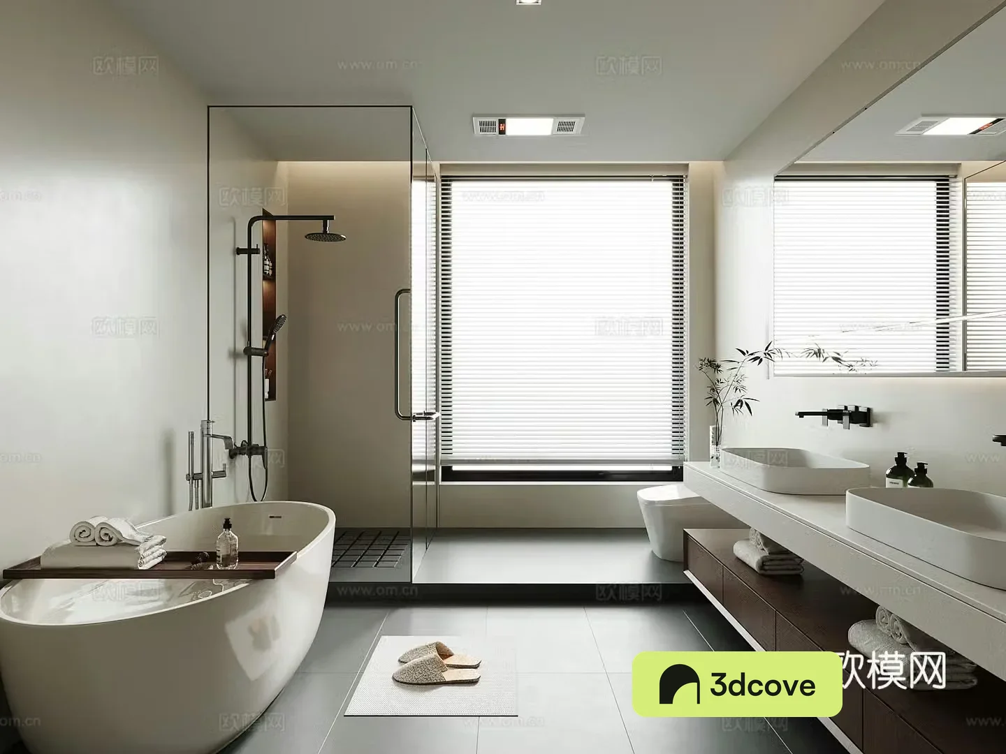 Modern bathroom cabinet bathtub toilet rain partition