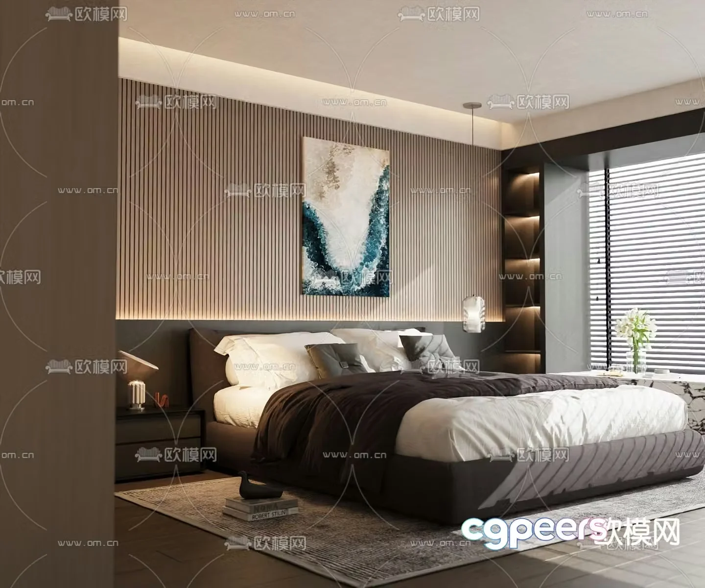 Italian double bed 3d model