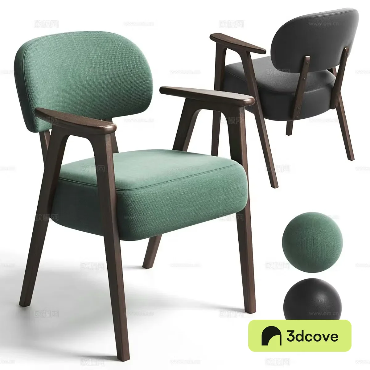 Medium-old single chair Medium-old dining chair Fabric leisure Medium-old leisure chair Medium-old backrest chair Armchair 3D model