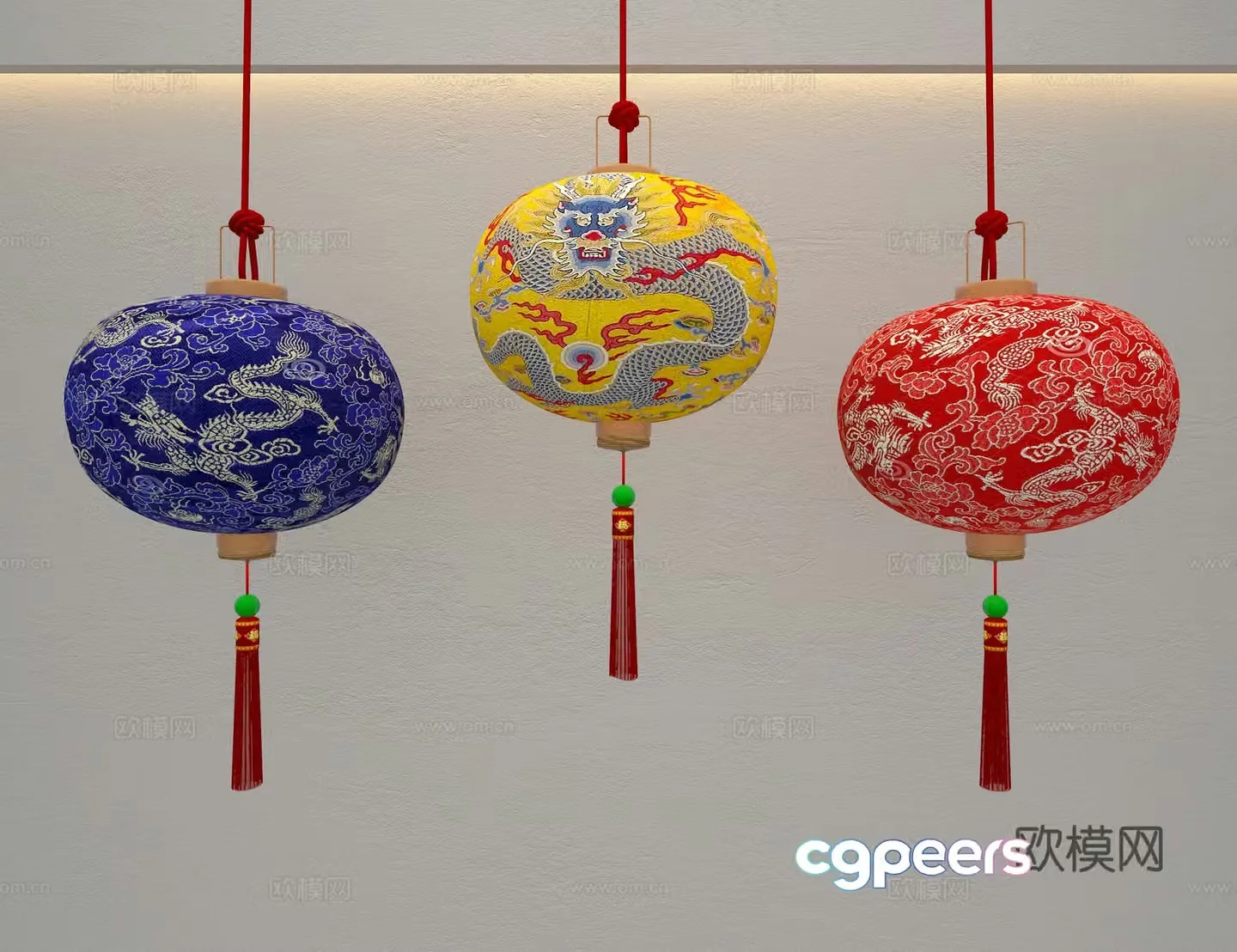 New Chinese style dragon pattern lantern New Year lantern 3d model