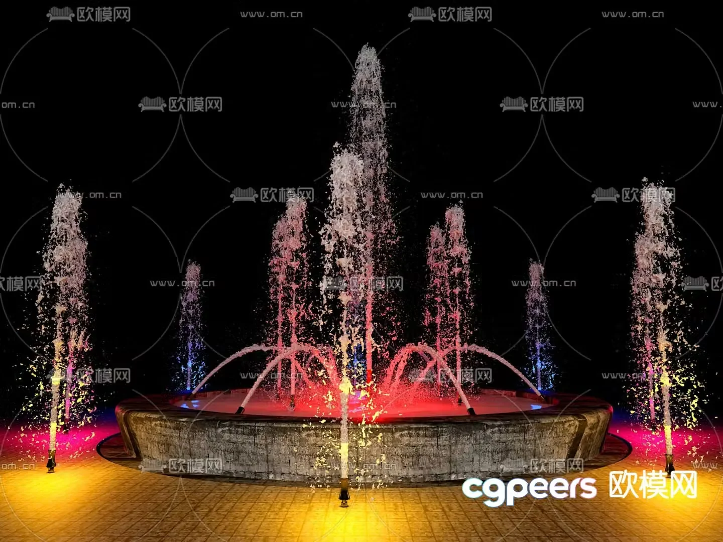 Music fountain square fountain 3d model