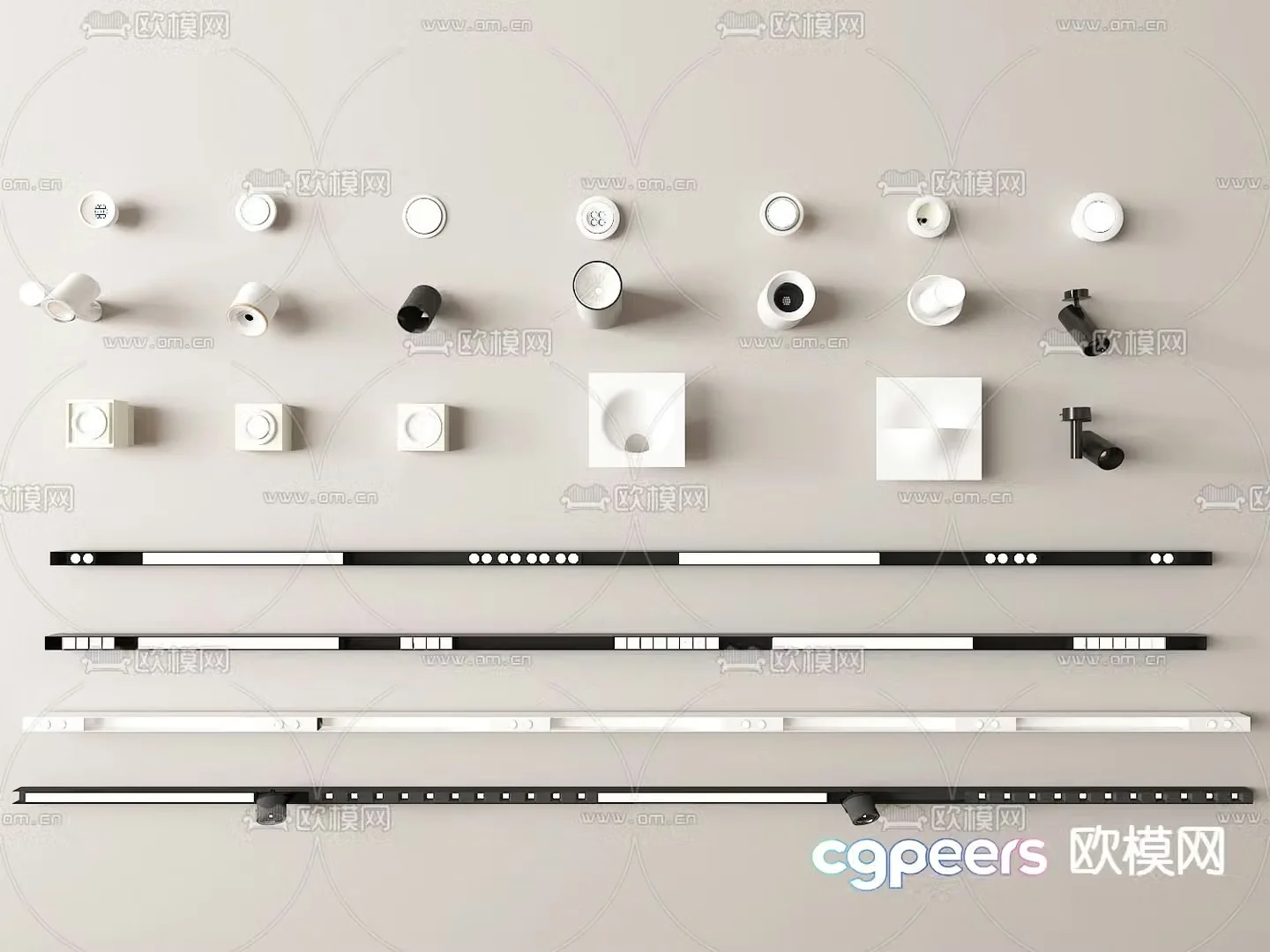Modern downlight spotlight magnetic track light 3d model