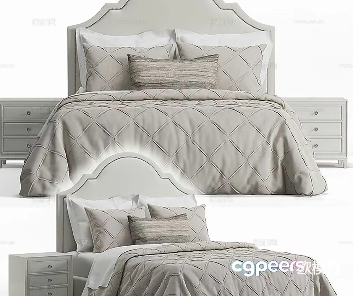 Simple double bed 3d model
