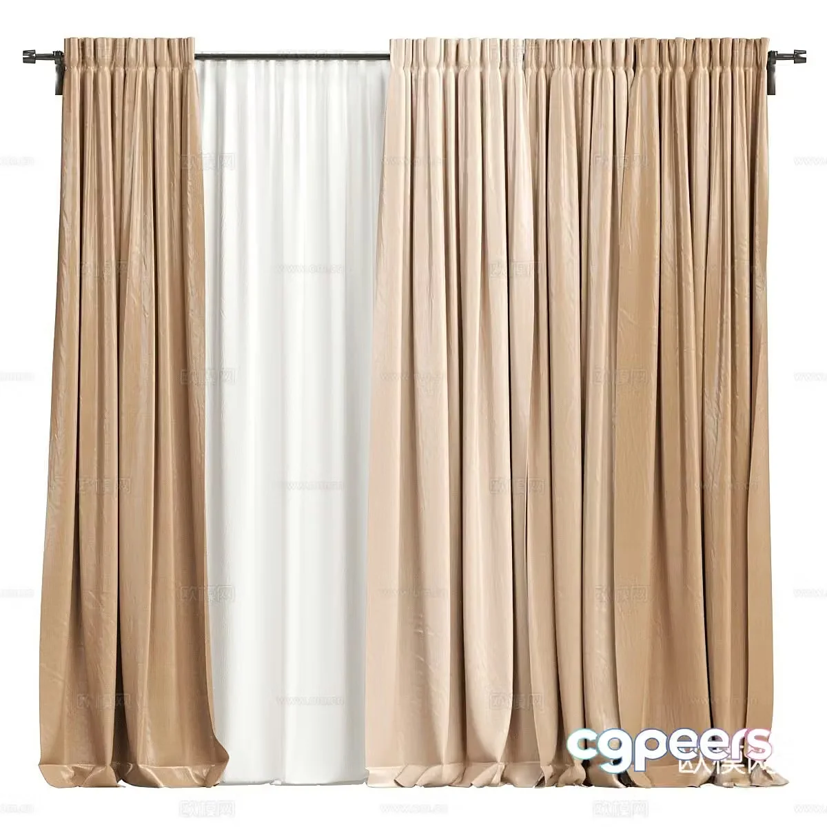 New Chinese style fabric curtain 3D model