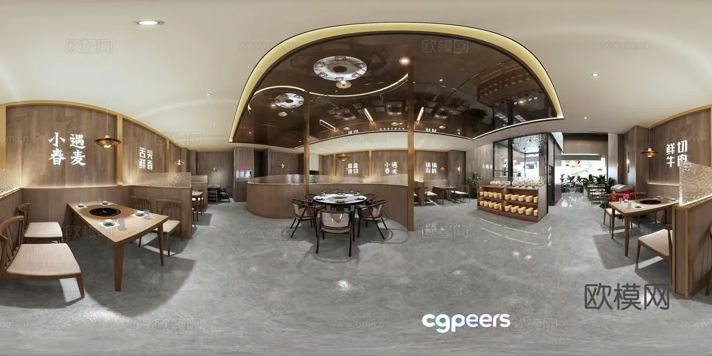 Modern hot pot restaurant VR panoramic 3D model