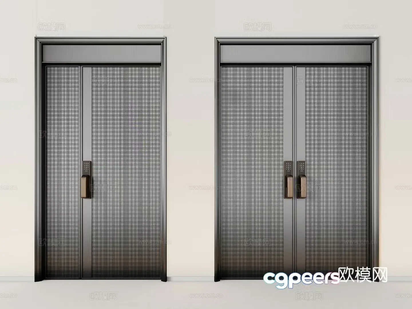 Villa door copper door European style door entrance door double door 3D model