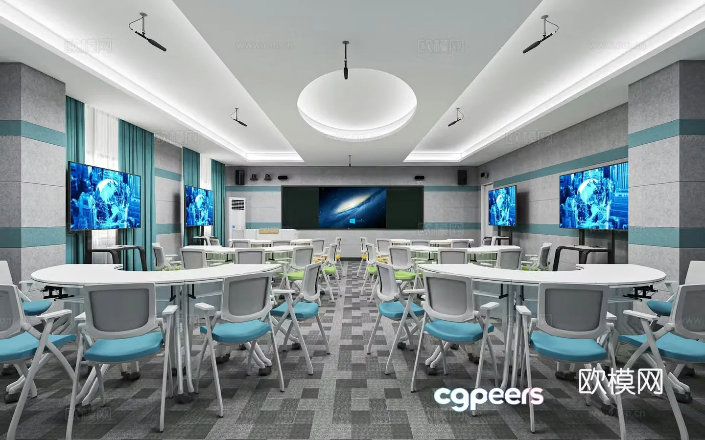 Modern smart classroom discussion room 3D model