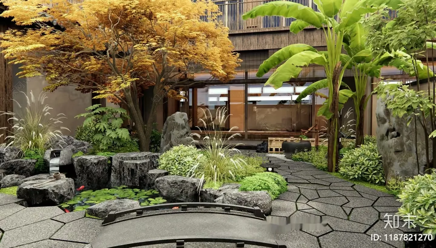 A Japanese-Style Garden 3D Model – 10037 – VRAY Render