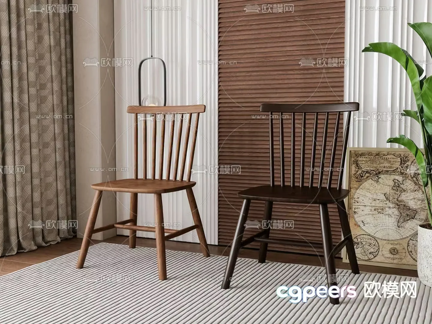 American chair dining chair 3d model
