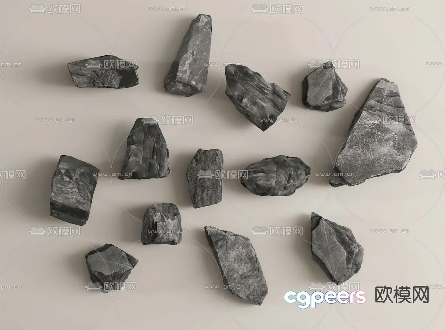 Landscape stones stones gravel 3d model