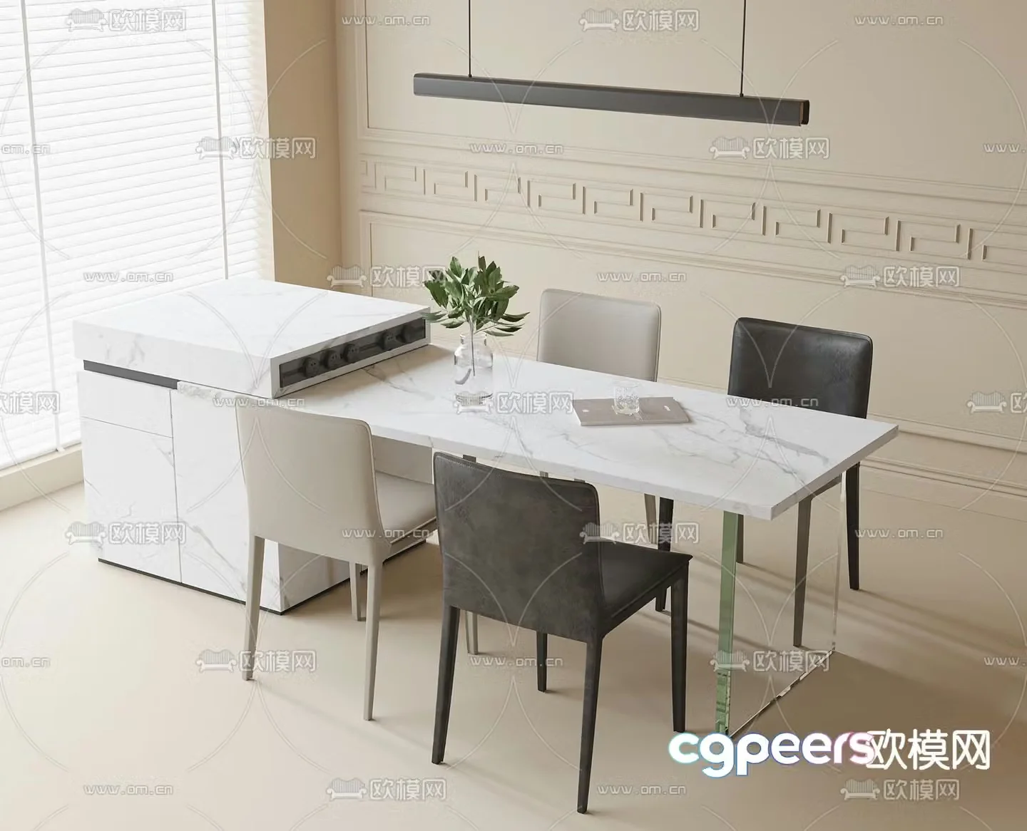 Island dining table 3d model