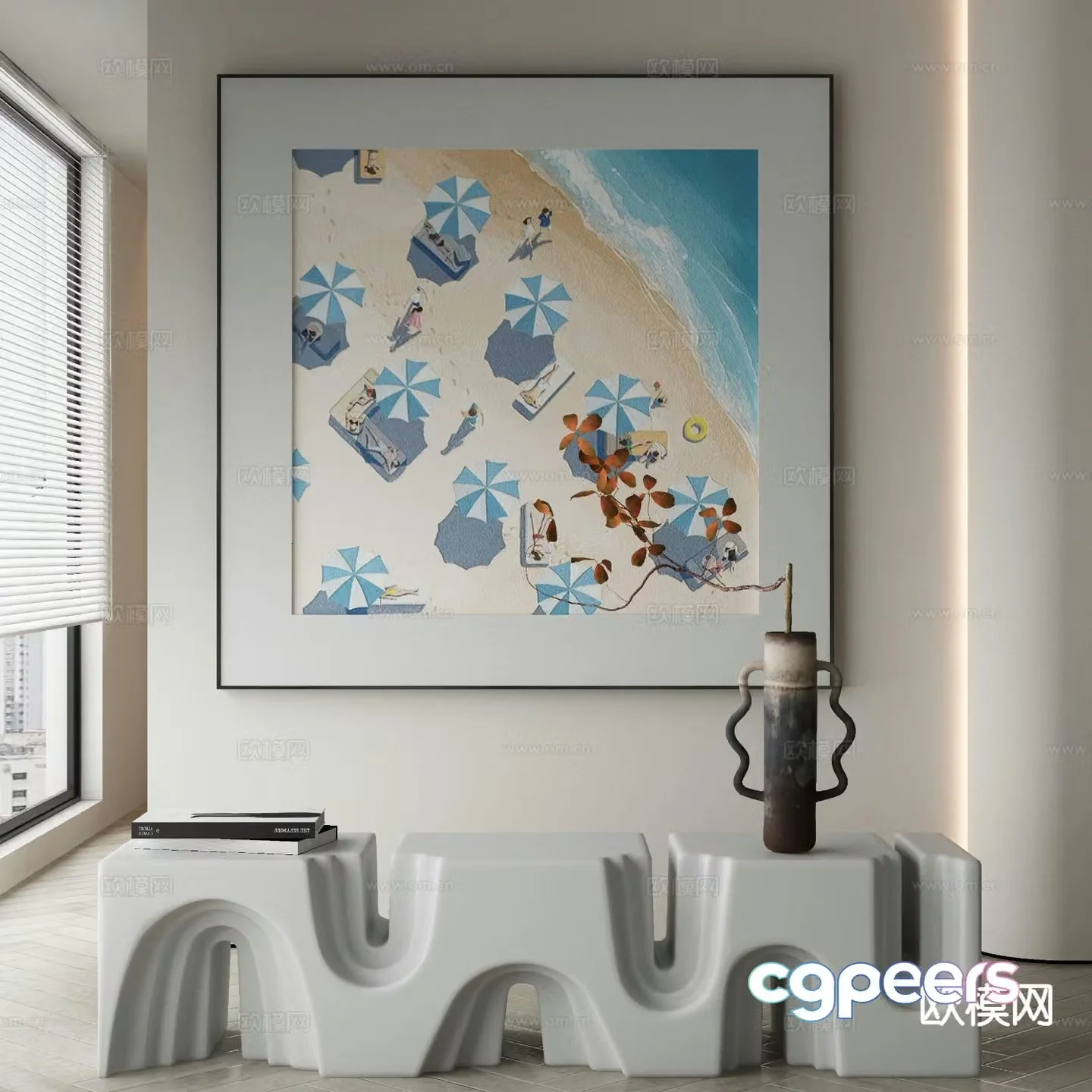 Modern decorative painting beach hanging painting 3d model