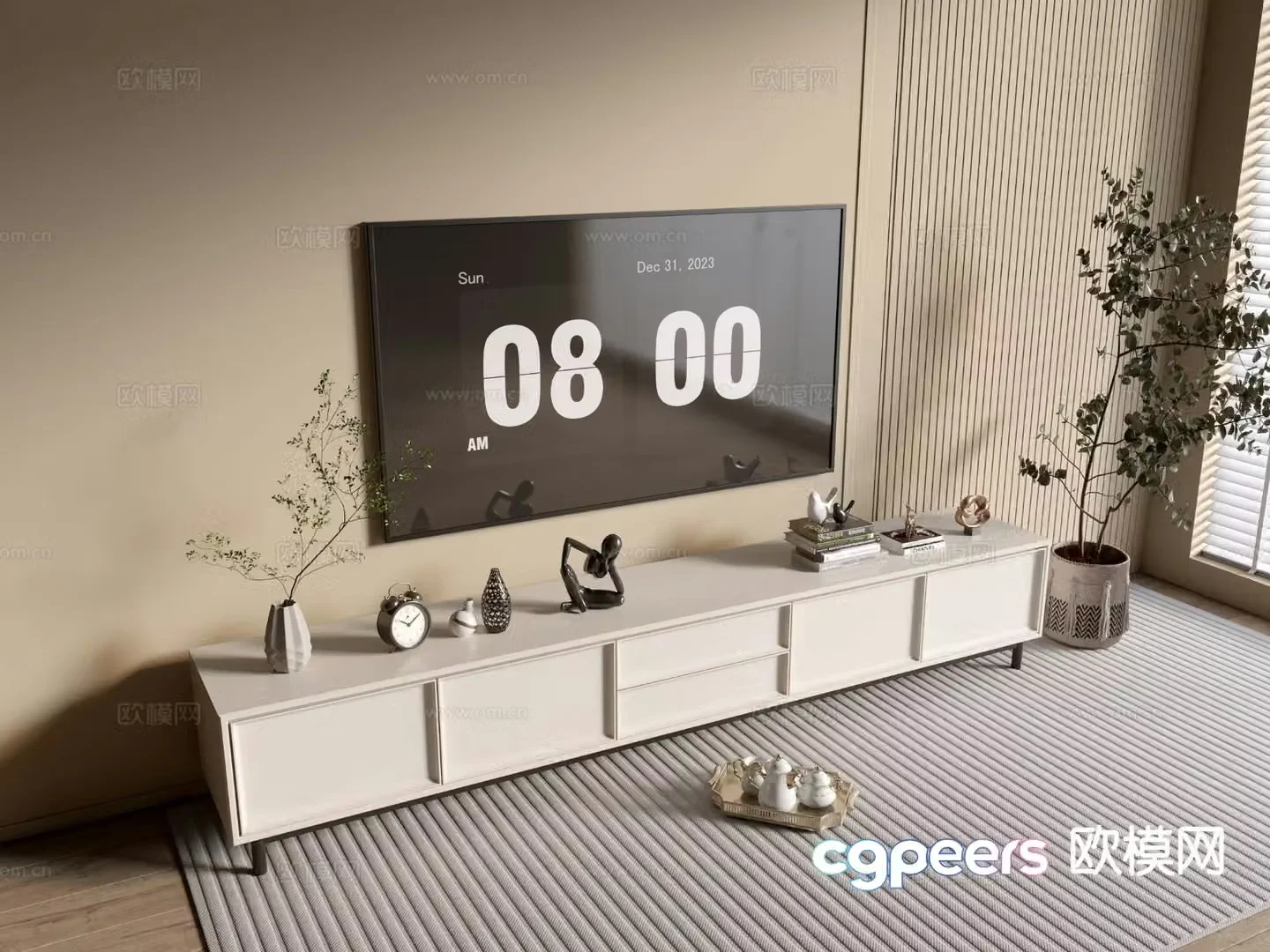 Cream style TV cabinet 3d model
