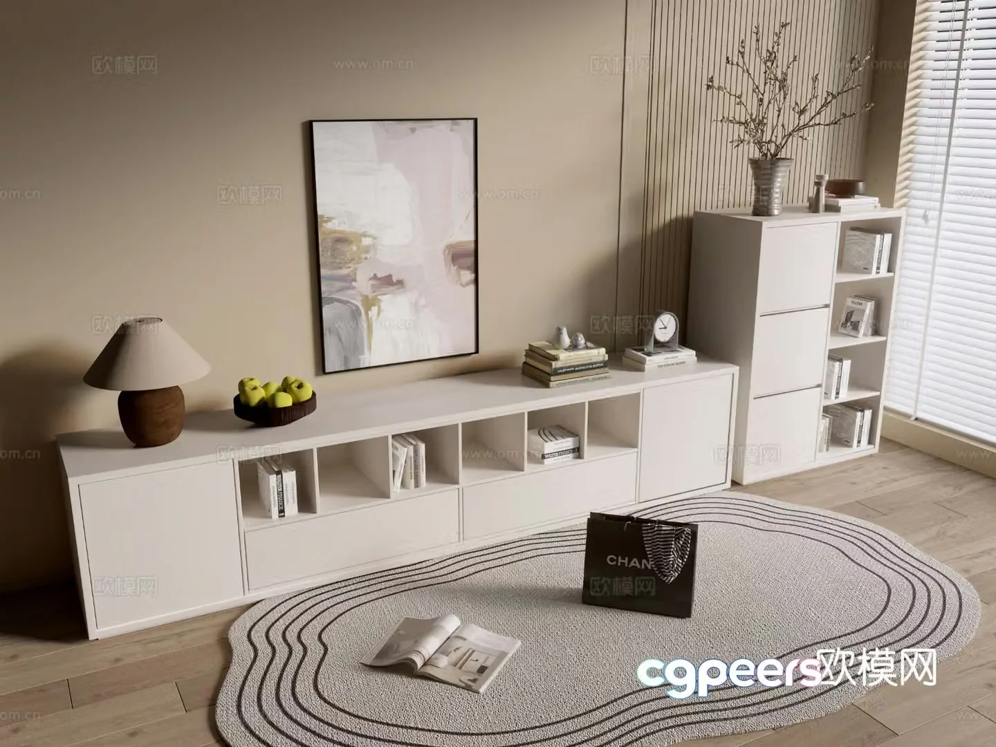 Cream style entrance cabinet 3d model