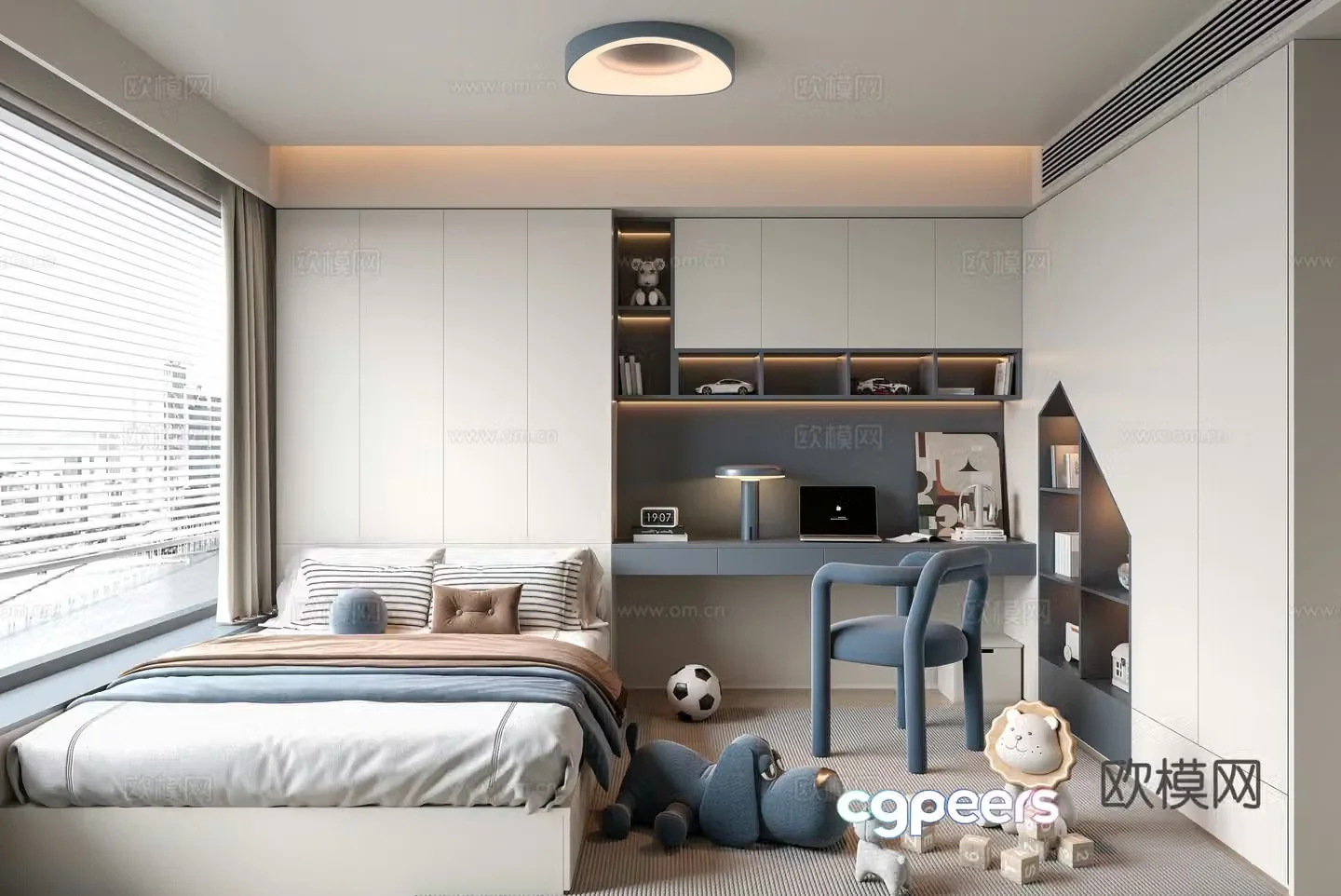 Modern tatami bedroom boy room 3d model
