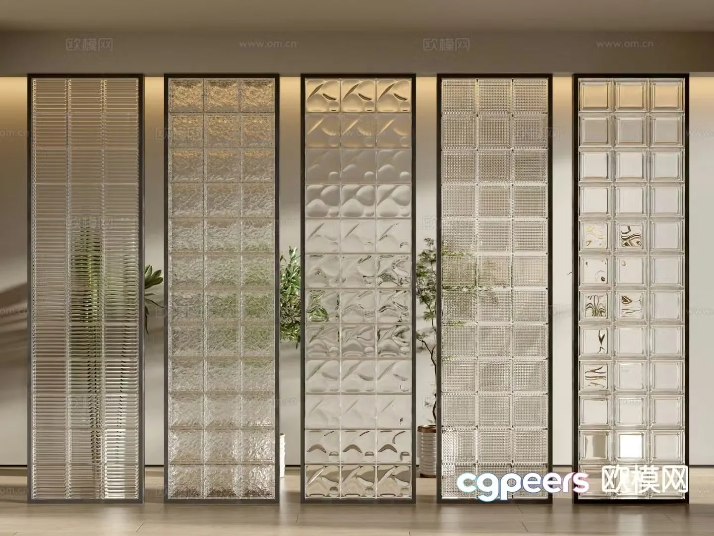 Art glass partition glass brick 3d model