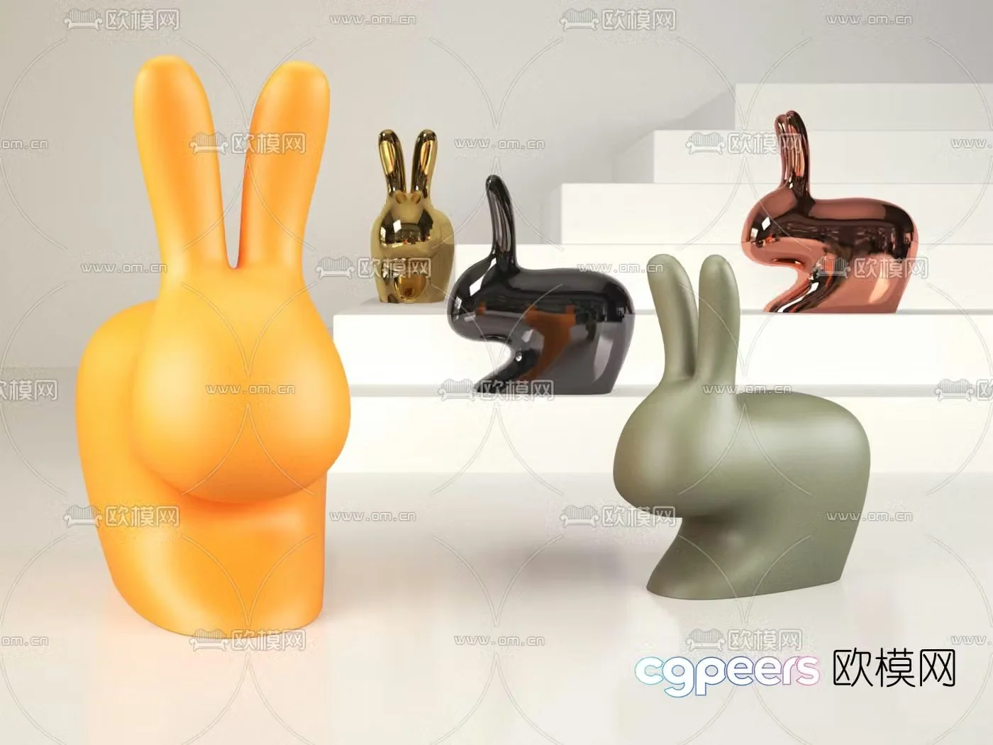 Modern rabbit children’s chair 3d model