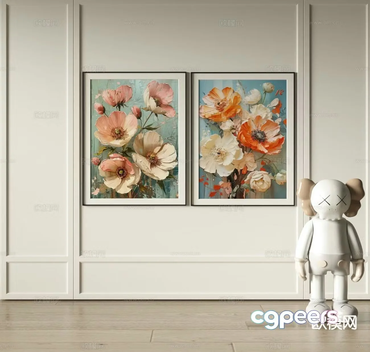 Simple European decorative painting oil painting hanging painting 3d model