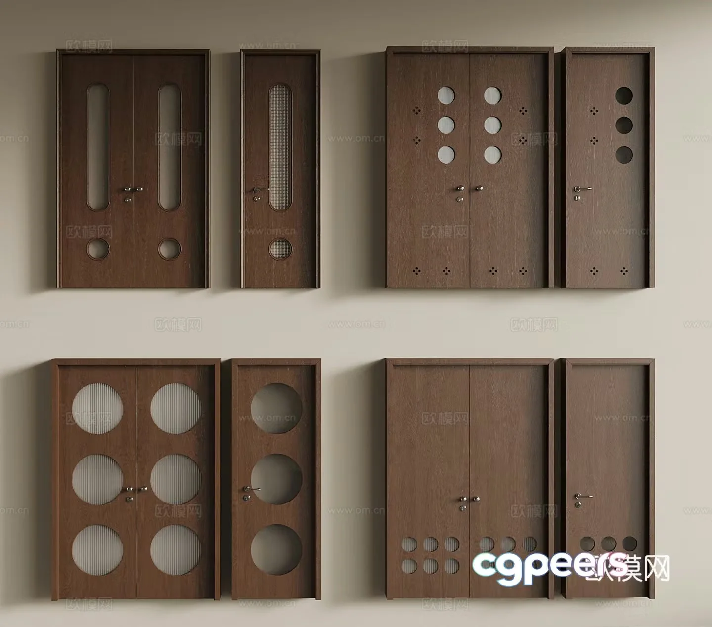 Medium style double-opening door single-opening door interior door 3D model