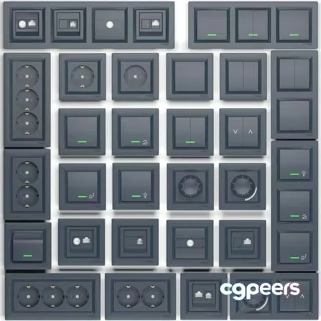 3ds Max Free – Outlets and Switches Schneider Electric Asfora series